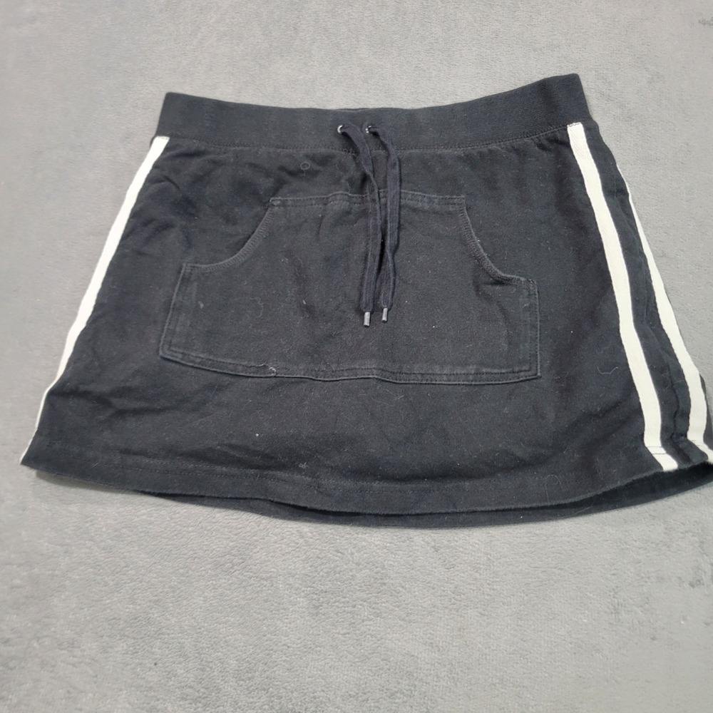 Circo Skort Girls Size L 10/12 Black Athletic Skirt Short Kangaroo Pocket Stripe